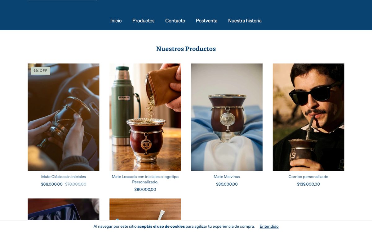 Tienda online de Platería Lossada con el catálogo de mates
