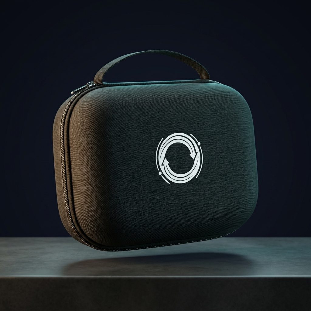Render del case de EVA sobre fondo negro