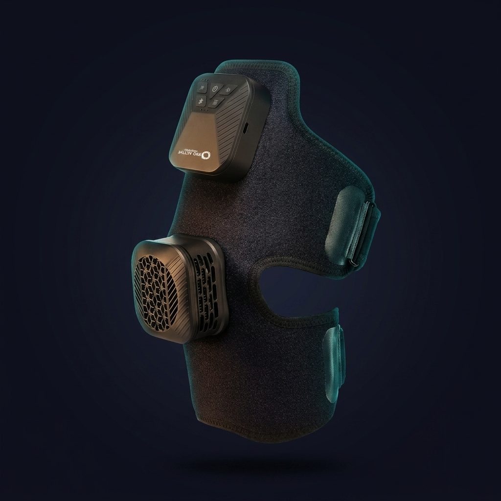 Render de la rodillera vibratoria sobre fondo negro