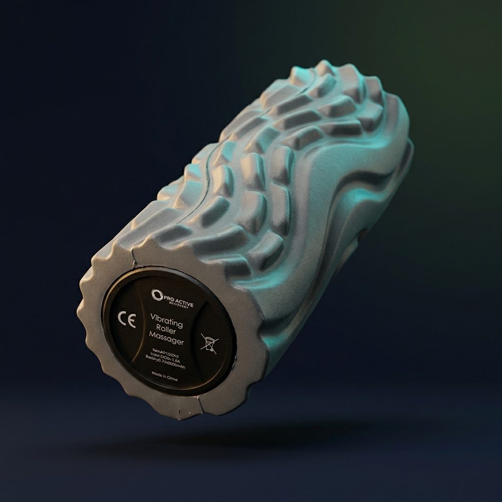Render del foam roller vibratorio sobre fondo negro